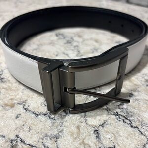 Walter Hagen Men's White Genuine Leather Dress Belt with Gunmetal Buckle Size 38